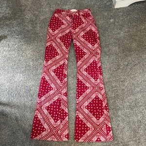 Revice Red Bandana-Style Flare Jeans Size 25
